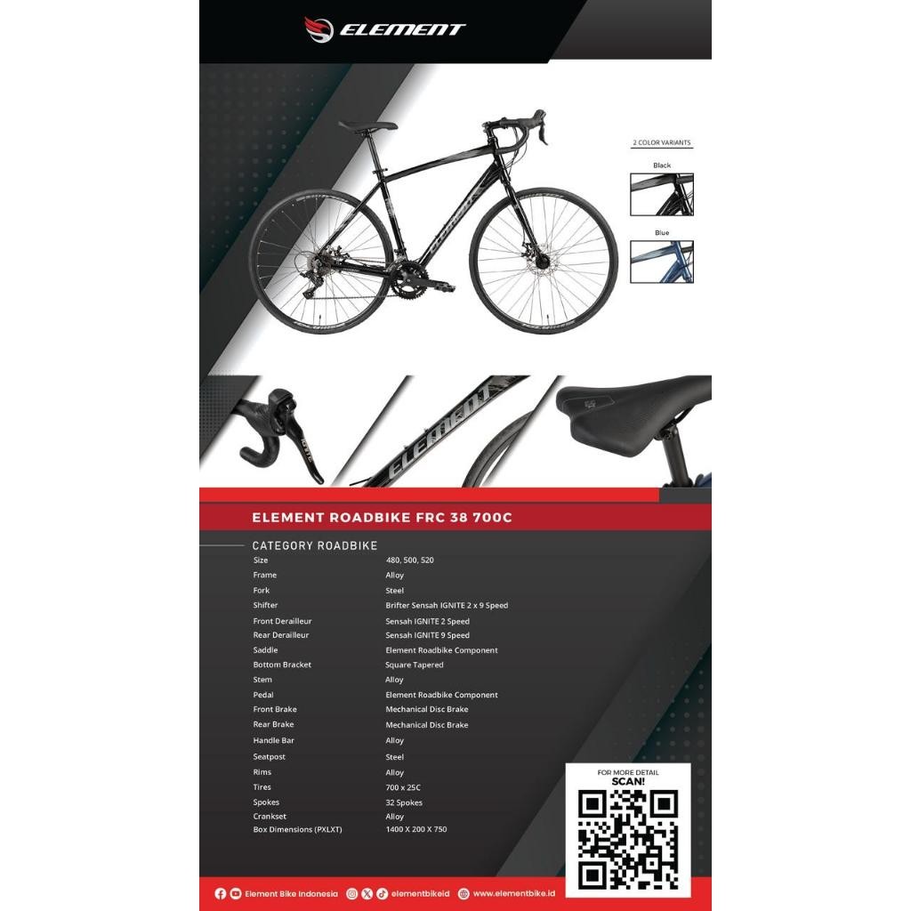 SEPEDA ROADBIKE ELEMENT FRC 38 700C TERMURAH