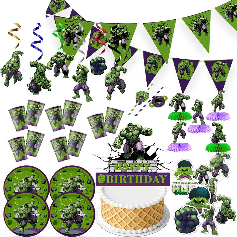 

Super Hero Hulk Happy Birthday Knife Fork Spoon Tableware Disposable Paper Plate Napkin for Baby Shower Boys Baptism Party Decor