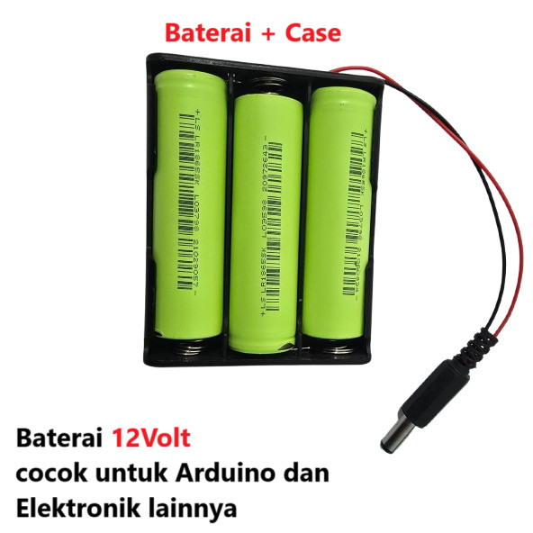 Baterai Li Ion 3x 18650 12 Volt 3S 11.1V 12Volt 12V 11.1Volt dan Case Batre