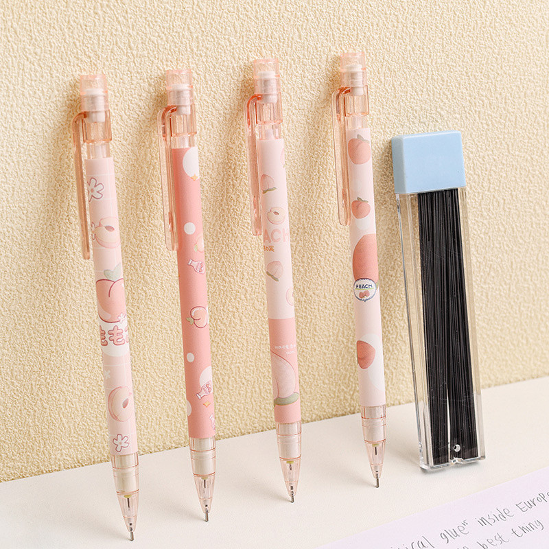 

Ellen Brook 1 PCS 0.5mm Honey peach Cute Press Automatic Mechanical Pencil School Office Supplies Student Stationery Gift Refill