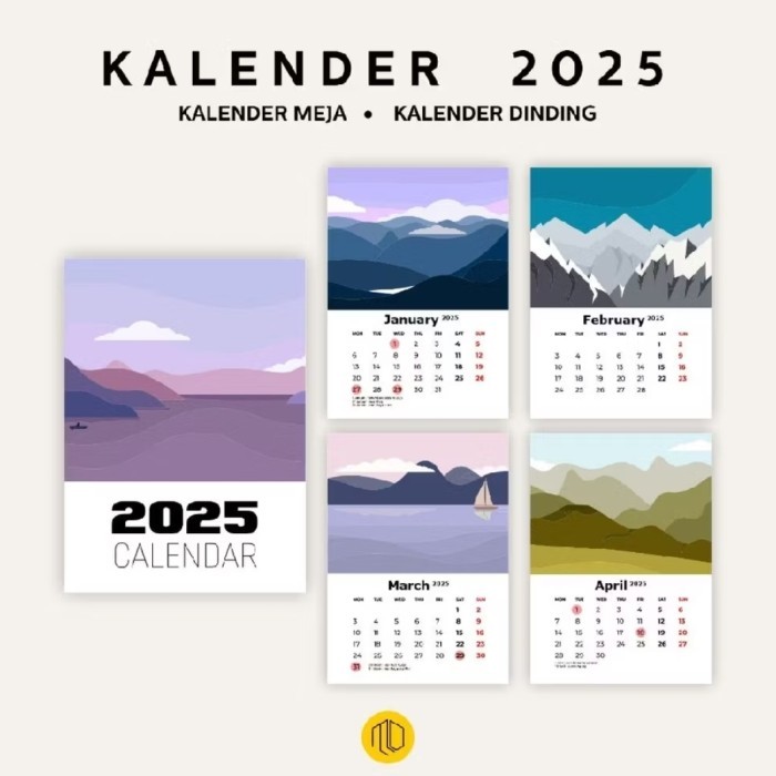 

Andma Kalender 2025 Dinding Meja Motif Gunung Aesthetic - Meja