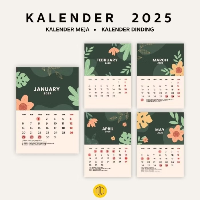 

Andma Kalender 2025 Dinding Meja Spiral Tanaman Aesthetic - Meja