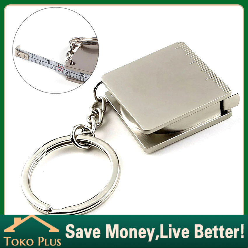 Gantungan Kunci Meteran Mini Ruler Stainless Steel 150 Cm Otomatis Meteran Mini