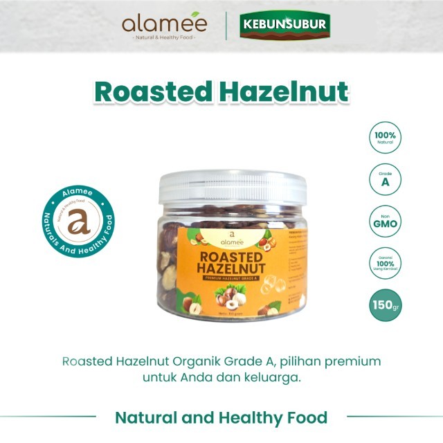 

ALAMEE Kacang Hazelnut Panggang Hazelnut Roasted Cemilan Sehat Rendah Kalori Kacang Kemiri 150gr kebunsurbur