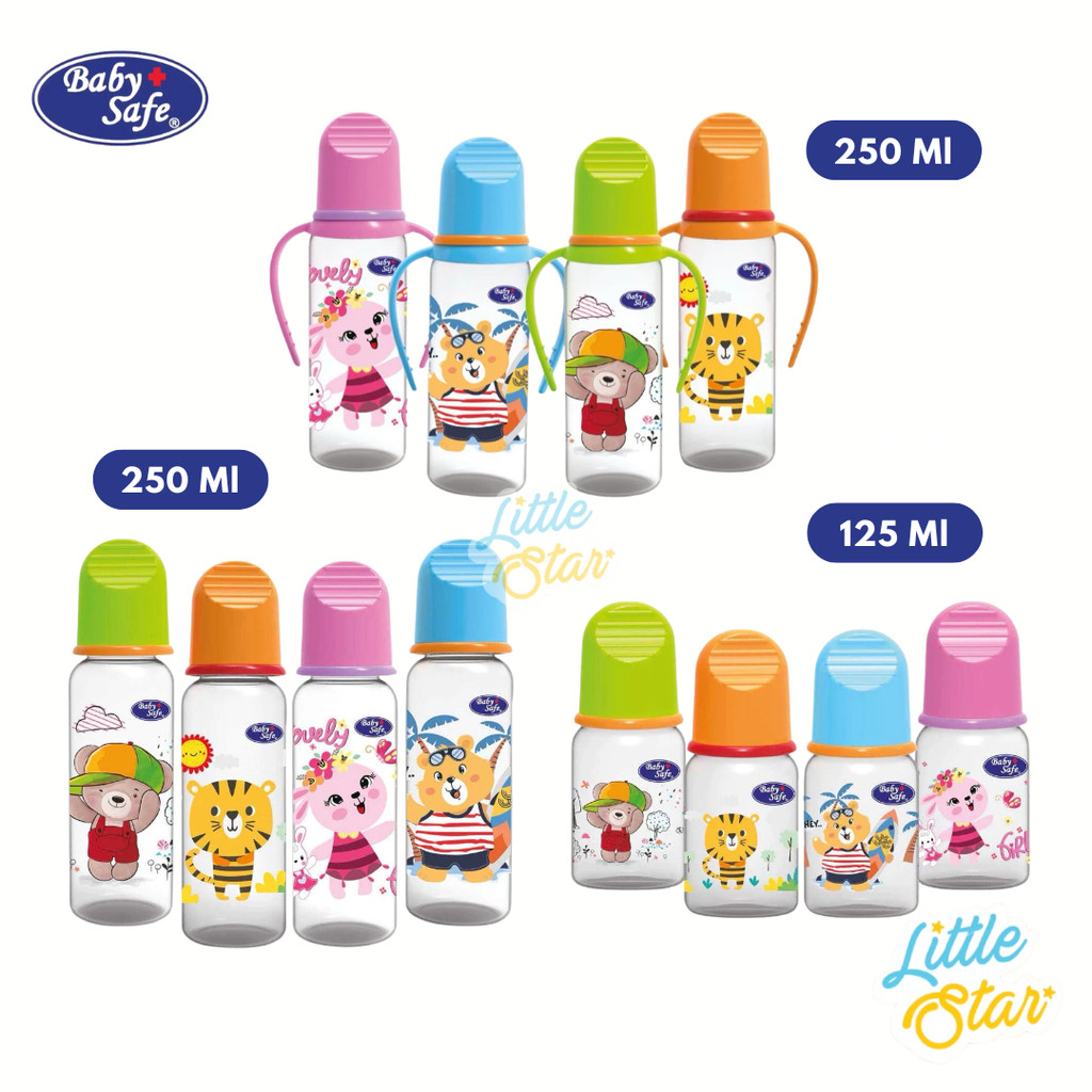 BabySafe Botol Susu Bayi Newborn Baby Safe Feeding Bottle With Handle 125/250ml Tempat Minum Anak