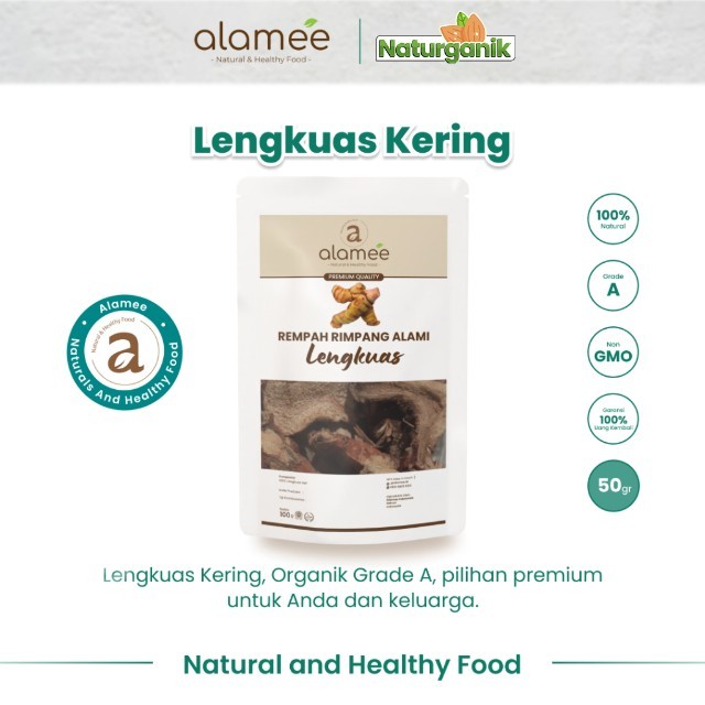 

ALAMEE Lengkuas Kering Dried Galangal Iris Rempah Rimpang Organik Alami Spice 50gr Naturganik
