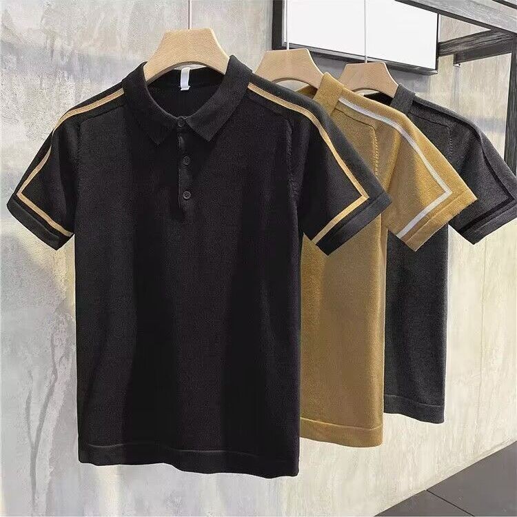 Basic Shirt Kaos Polo Pria Kerah Rajut Kaos Lengan Pendek