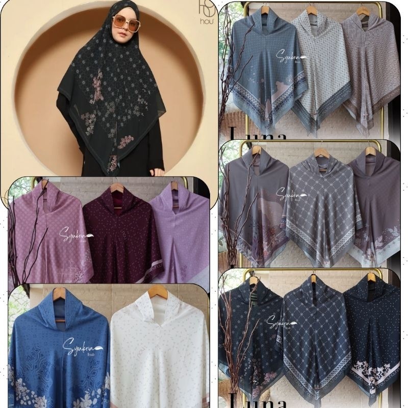 Khimar Luna STANDARD & JUMBO scarf instant by House of Uga | FREE GIFT | Khimar printing | Khimar lu