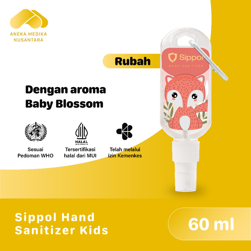 Sippol Hand Sanitizer Kids 60 ml [Baby Blossom] [Rubah] / Antiseptik Pembersih Tangan Anti Bakteri B