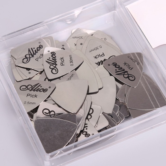 Pick Gitar Stainless Steel Alice / Alice Stainless Steel 0.3 mm Guitar Pick / Pik Gitar 0.3mm Tipis 