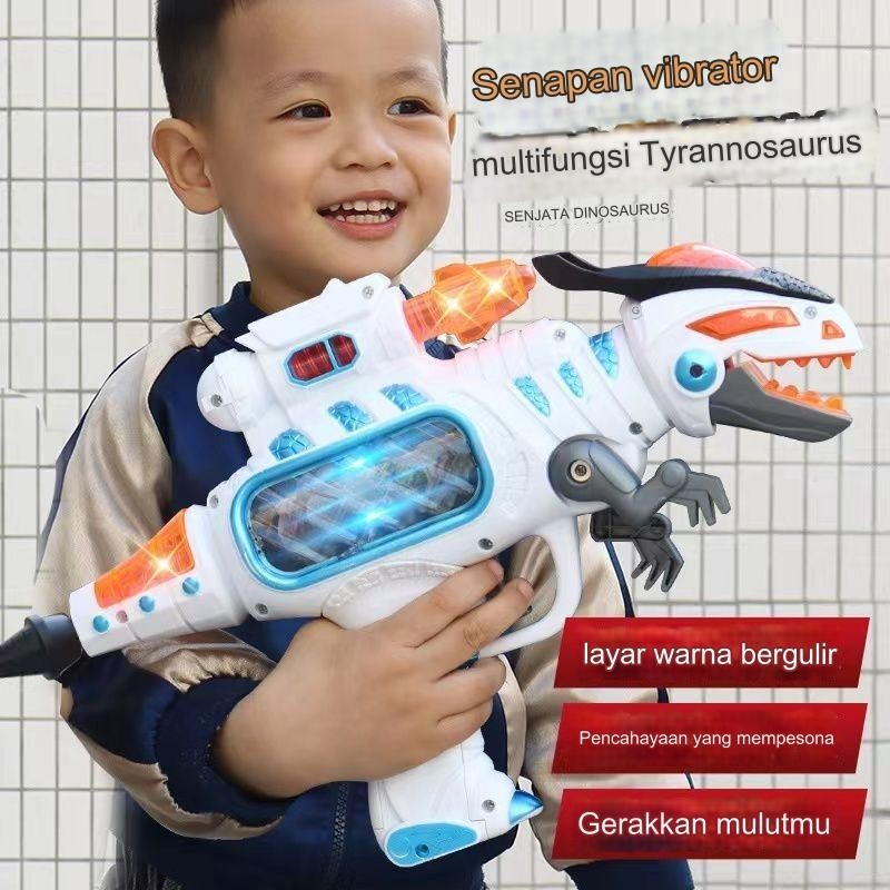 Mainan Anak Laki-laki//Mainan Bayi Dinosaurus Elektrik Pistol Mainan/Simulasi 3D/Dapat Digerakkan/Mu
