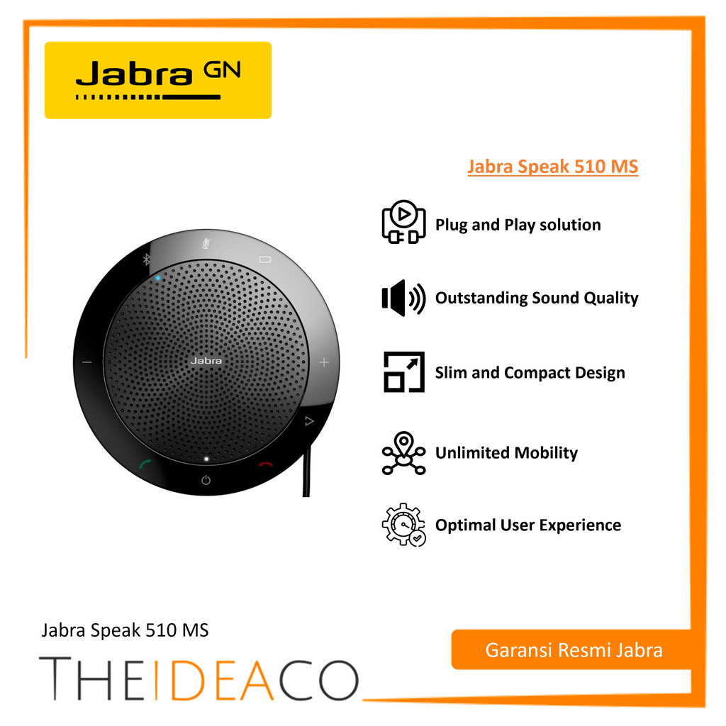 Jabra Speak 510 MS Portable USB and Bluetooth Speakerphone (7510-109)