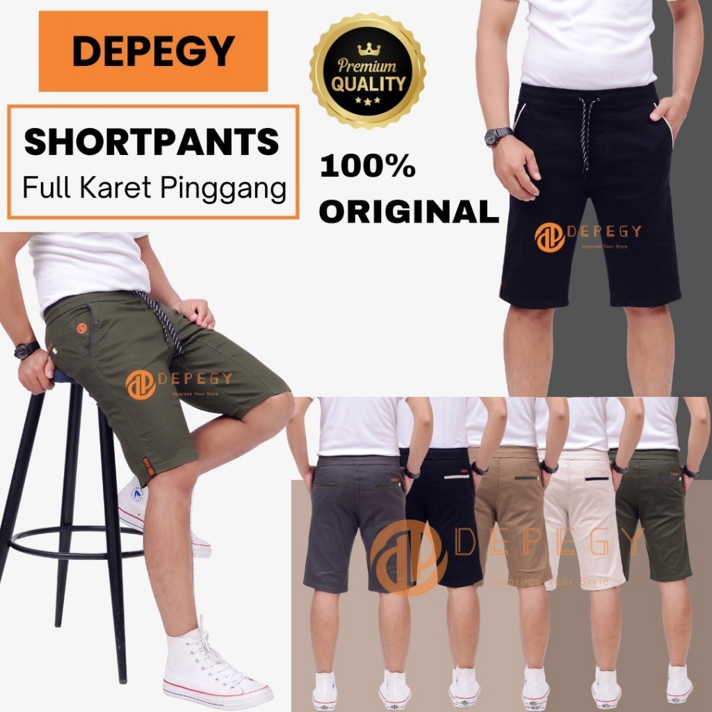 Celana Chinos Pendek Pria Chino RIB Pinggang Karet Distro Original Premium  Branded