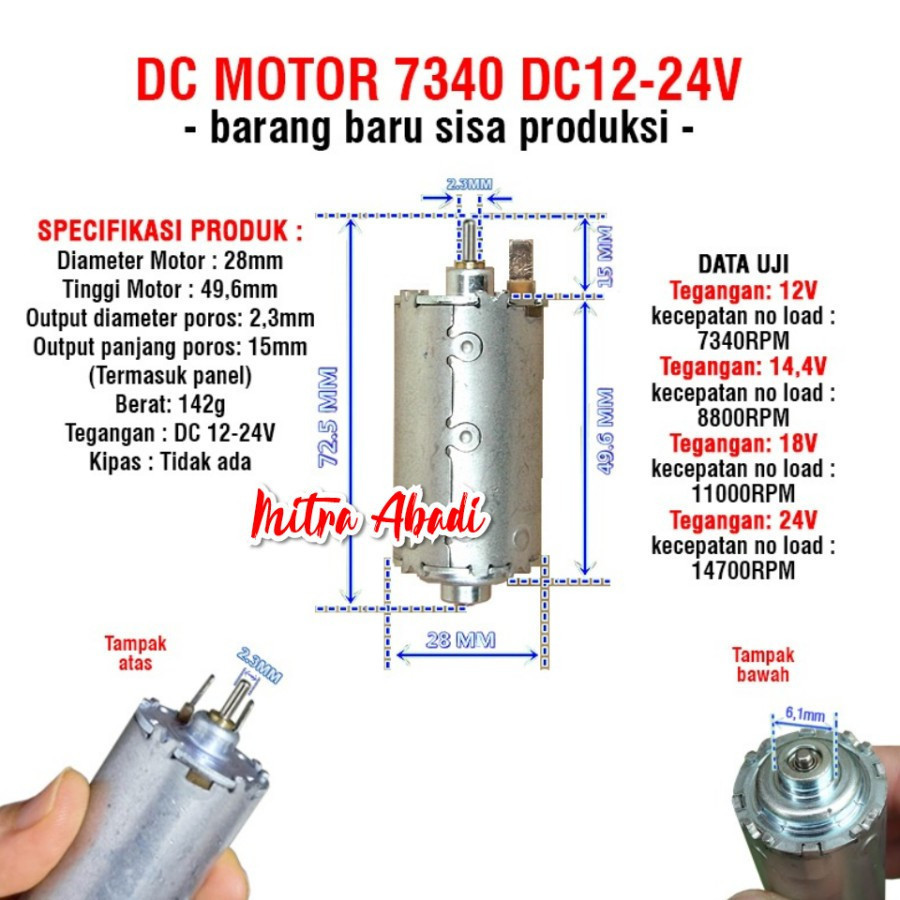 Dinamo Motor 7340 DC 12 - 24V