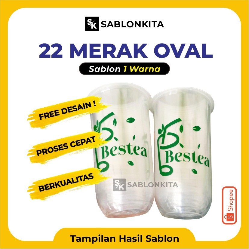 NO COD [[ SABLON CUP CUSTOM ]] OVAL 22 OZ MERAK 8 gr Plastik Gelas Bening Transparan Minuman