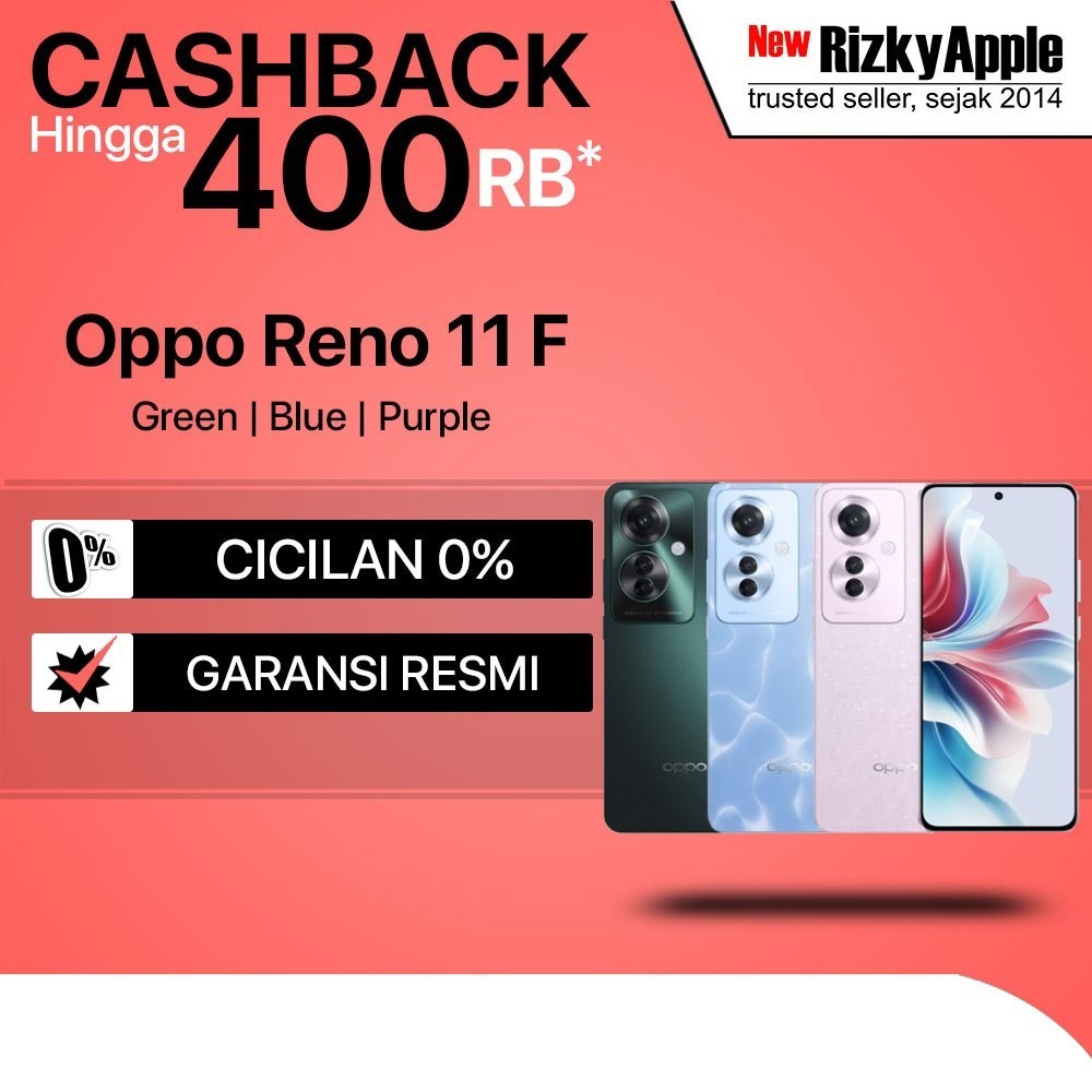 HP Oppo® Reno 11 F 256GB Ram 8GB Black Blue Purple Garansi Resmi Indonesia 11F