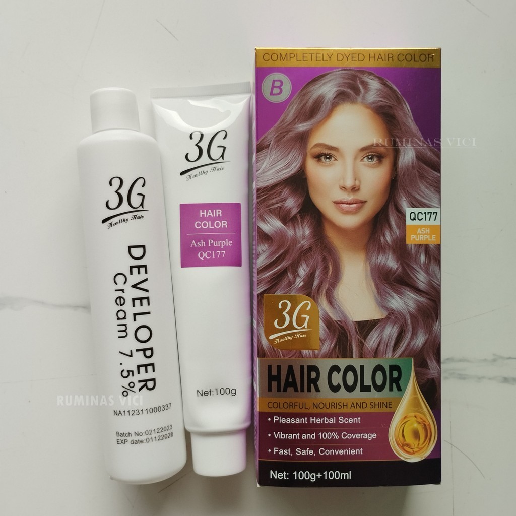 (ASH PURPLE) CAT RAMBUT 100ML HAIR COLORING 1SET / CET HALAL / PEWARNA RAMBUT HALAL ABU