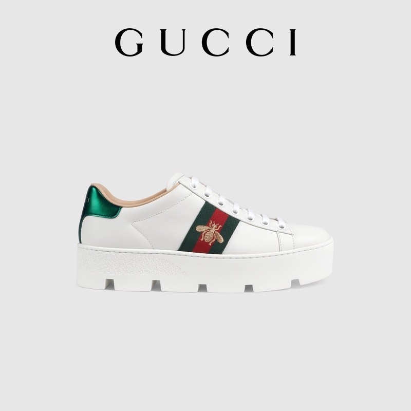 promo spesial Gucci Ace series women's embroidered waterproof platform thick sole sneakers small whi