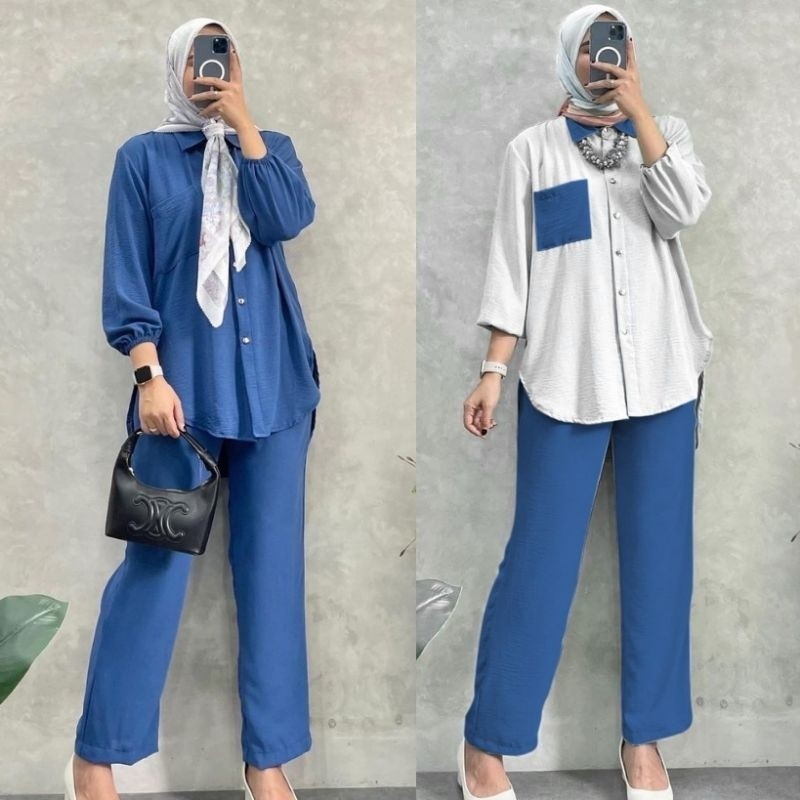 Amanda Nafla Kirana One Set Premium | Setelan Crinkle Airflow