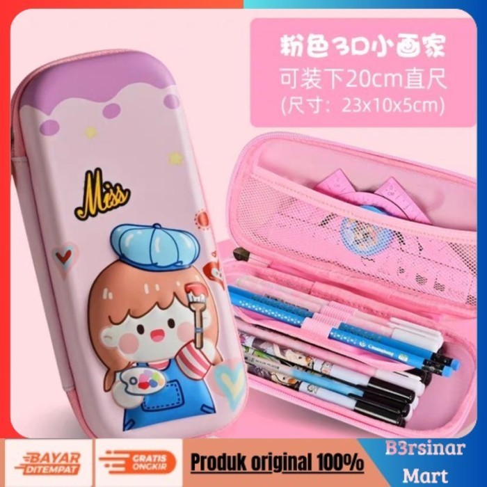 

[[KUALITAS TERBAIK]] Kotak Pensil 3D Timbul Tempat Pensil Anak Sekolah Karakter Anti Air Miss Pink COD
