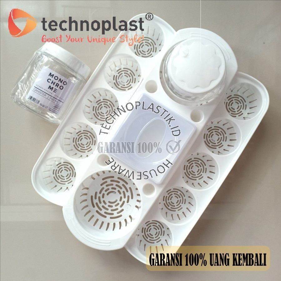 TECHNOPLAST Monochrome Water Snack Serving Set Tempat Rak Aqua Toples