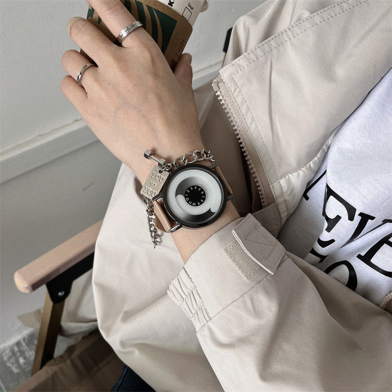 Jam Tangan Keren/Fashion Kreatif/Kepribadian Tanpa Pointer/Pemuda Tampan/2024 Teknologi Hitam Langka