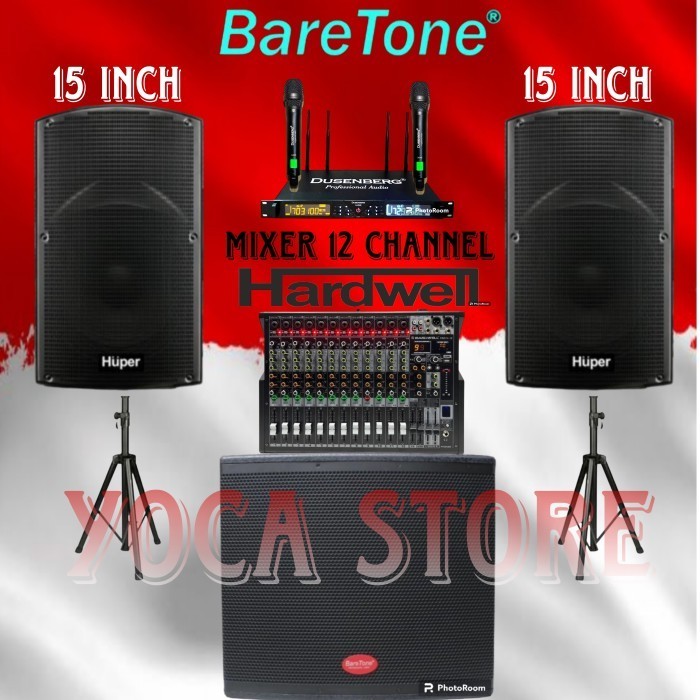 Sound System Set Karaoke Huper 15 Inch Mixer 12Channel + Subwoofer 18"