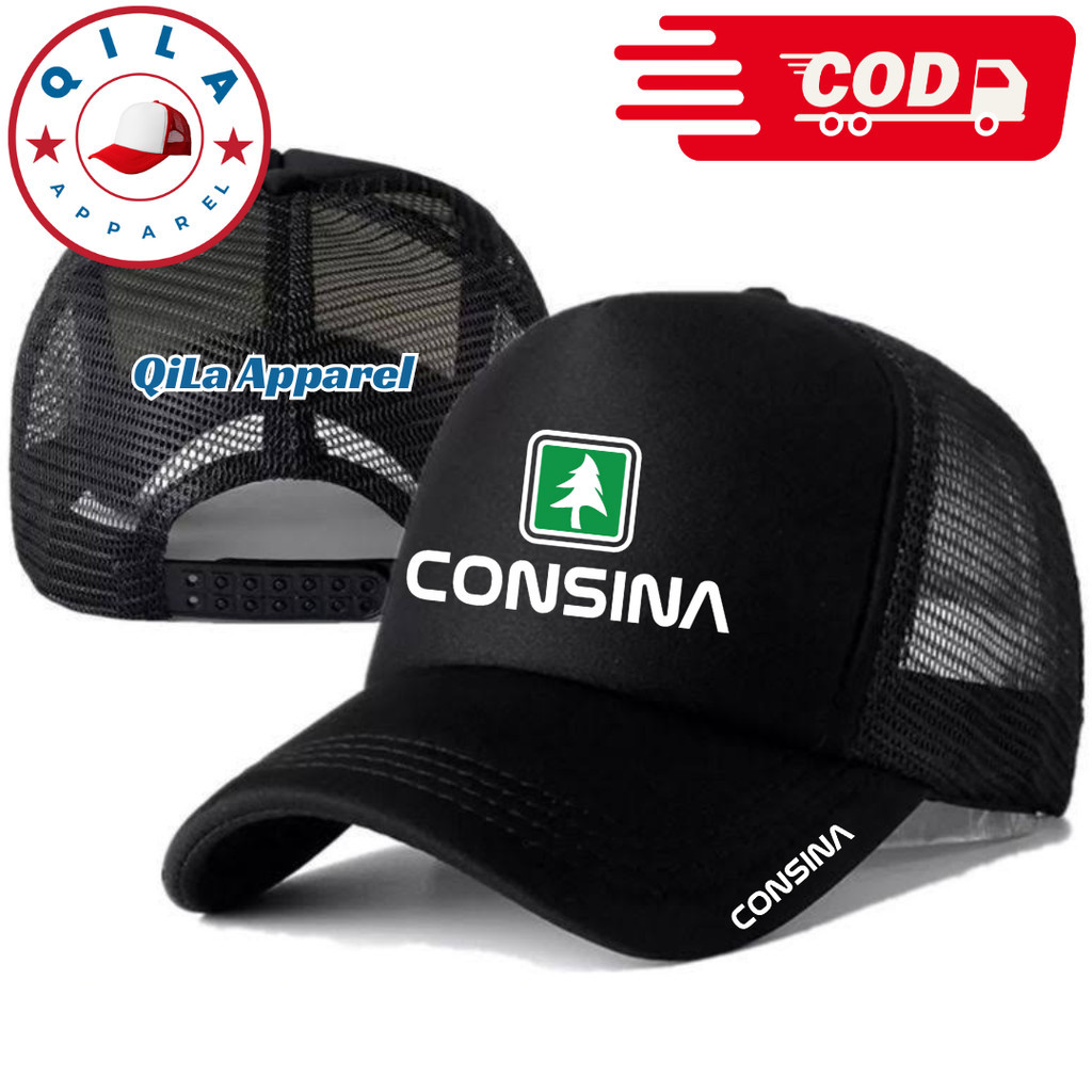 QiLa Apparel Topi Trucker CONSINA - Topi Distro CONSINA Logo - Topi CONSINA Premium - Topi Pria Dewa