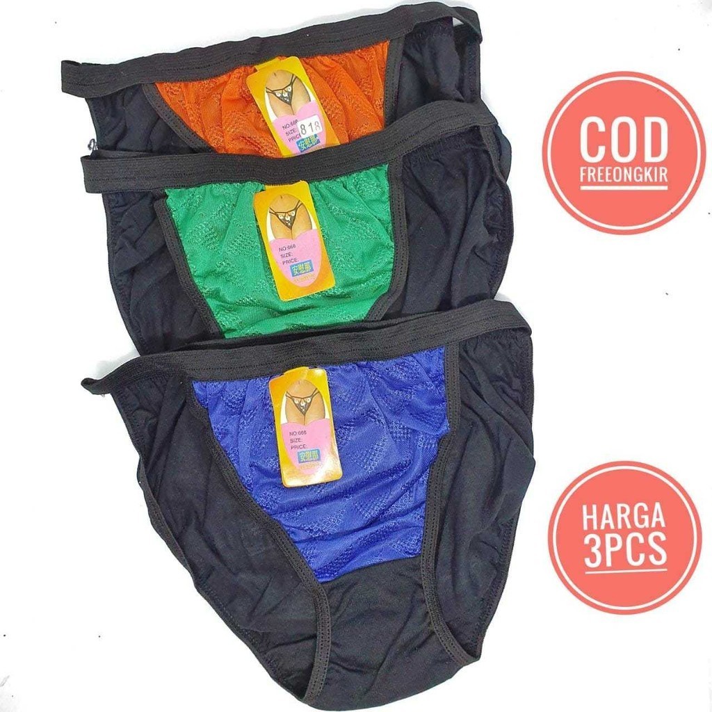 3pcs Cd Wanita Celana Dalam Model Bikini Kekinian Cd Tali Satu Murah