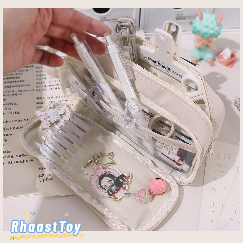 

Kotak Pensil Kawaii Kapasitas Besar Sederhana Kecil Segar Versi Korea Dari Tempat Pensil Multi-Fungsi Flip Pena Case