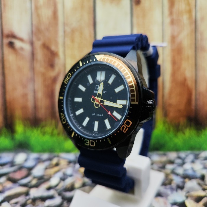 [New Trendy] Q&Q QQ Superior Jam Tangan Pria Strap Karet Biru S374J302Y Original - S374J502Y CSTM