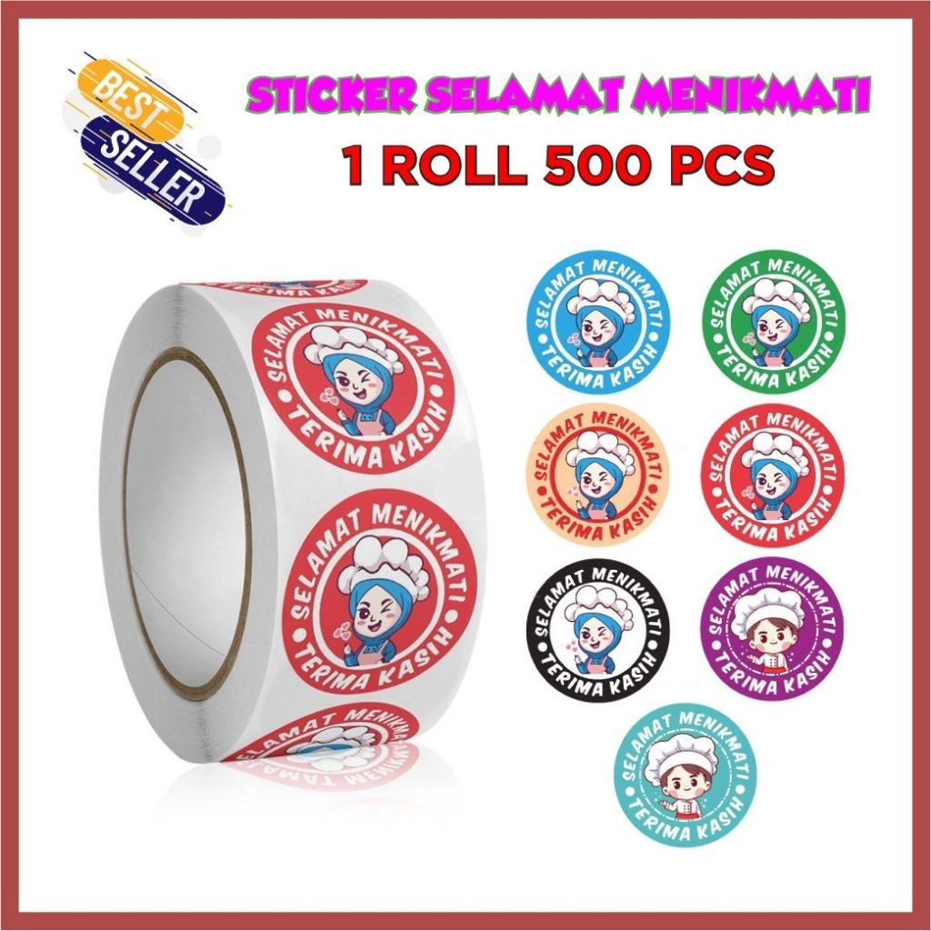 

Sticker Stiker Thank You Selamat Menikmati 500 Pcs Uk 3.5 Cm - Label Makanan Import