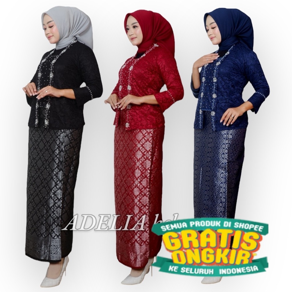 ( COD ) Setelan blouse azura payet - pakaian wanita untuk kondangan dan pesta - kebaya kutubaru cant