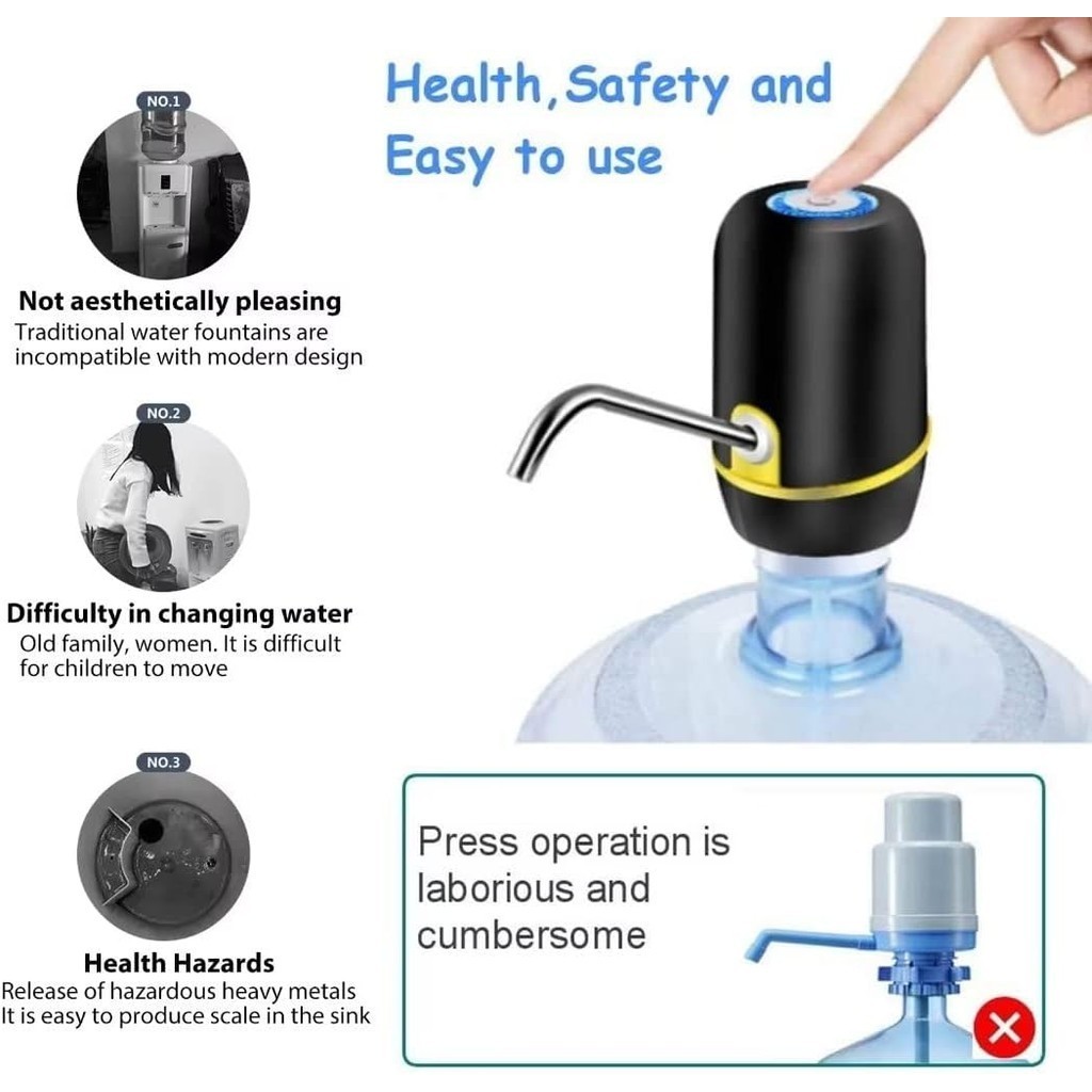 Keran Otomatis Elektrik Air Galon - One Two Cups Pompa Elektrik Air Minum Galon Dispenser Rechargeab