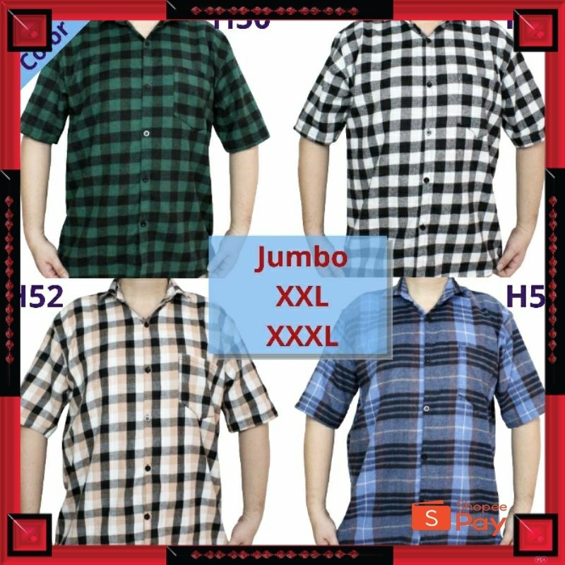 KAIN ADEM LEMBUT HALUS TEBAL / Kemeja Jumbo Flanel Pria Lengan Pendek