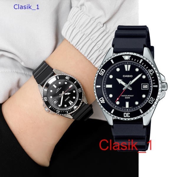Original 100% CASIO MDV-10-1A1VDF Jam Tangan Marlin Duro 50M MDV-10-1A1 Rubber MDV10 Garansi Resmi c