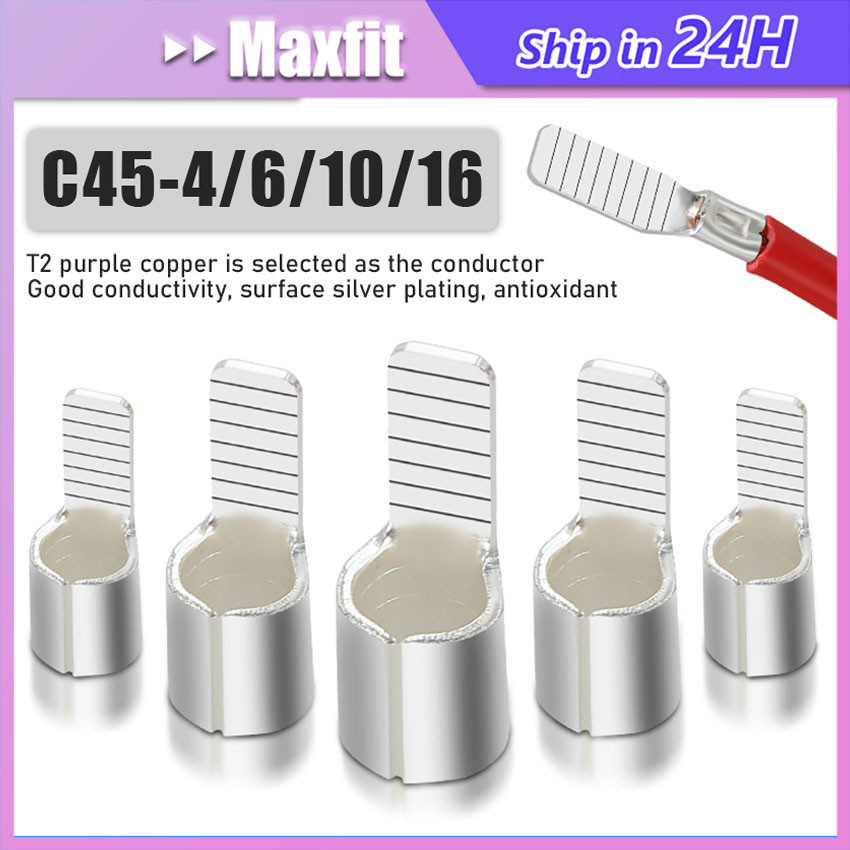 10Pcs C45 Skun Kabel Bulat C45-4/C45-6/C45-10/C45-16M㎡ Gepeng Pin Terminal Wire Cable Connector Non-