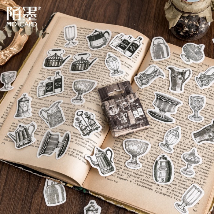 

Isi 46 Lembar Stiker MARSEILLE VINTAGE Style Scrapbook Journal Stikers DIY