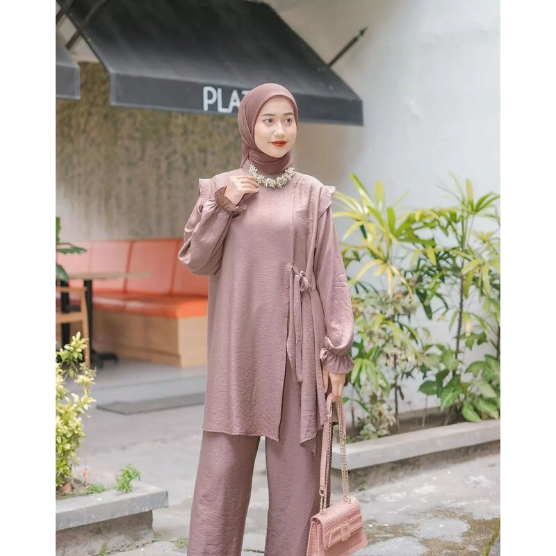Daily One Set Setelan Wanita Terbaru Setelan Hijab Wanita Cringkle Premium Outfit Kondangan Wanita