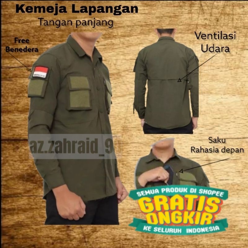 Kemeja PDL lapangan FREE BENDERA | kemeja outdoor Pria | kemeja wanita | kemeja pria lengan Panjang 