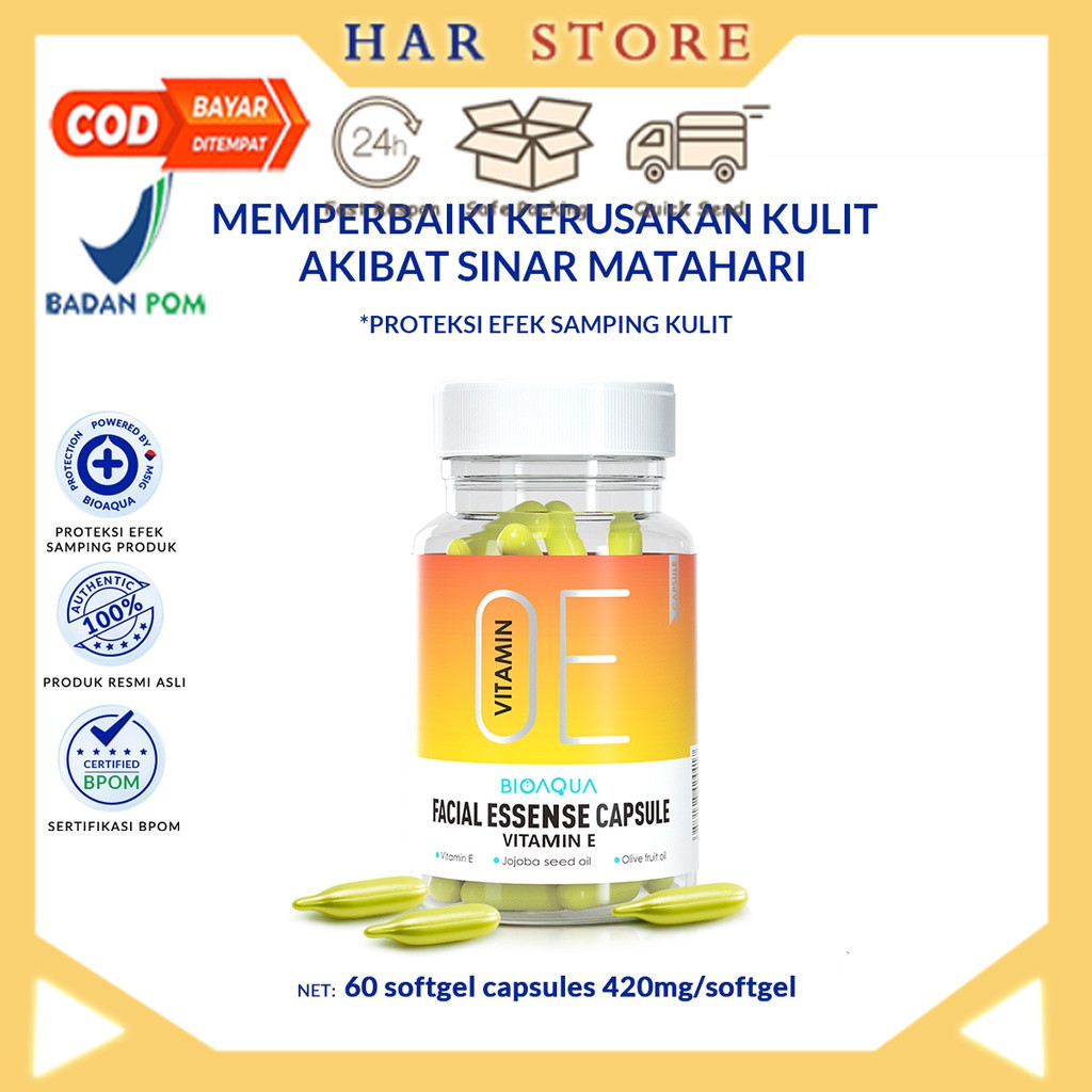 BIOAQUA Animate Serum Wajah Vitamin E Facial Essence Moisturizing Anti-aging Serum isi 60 Kapsul bpo
