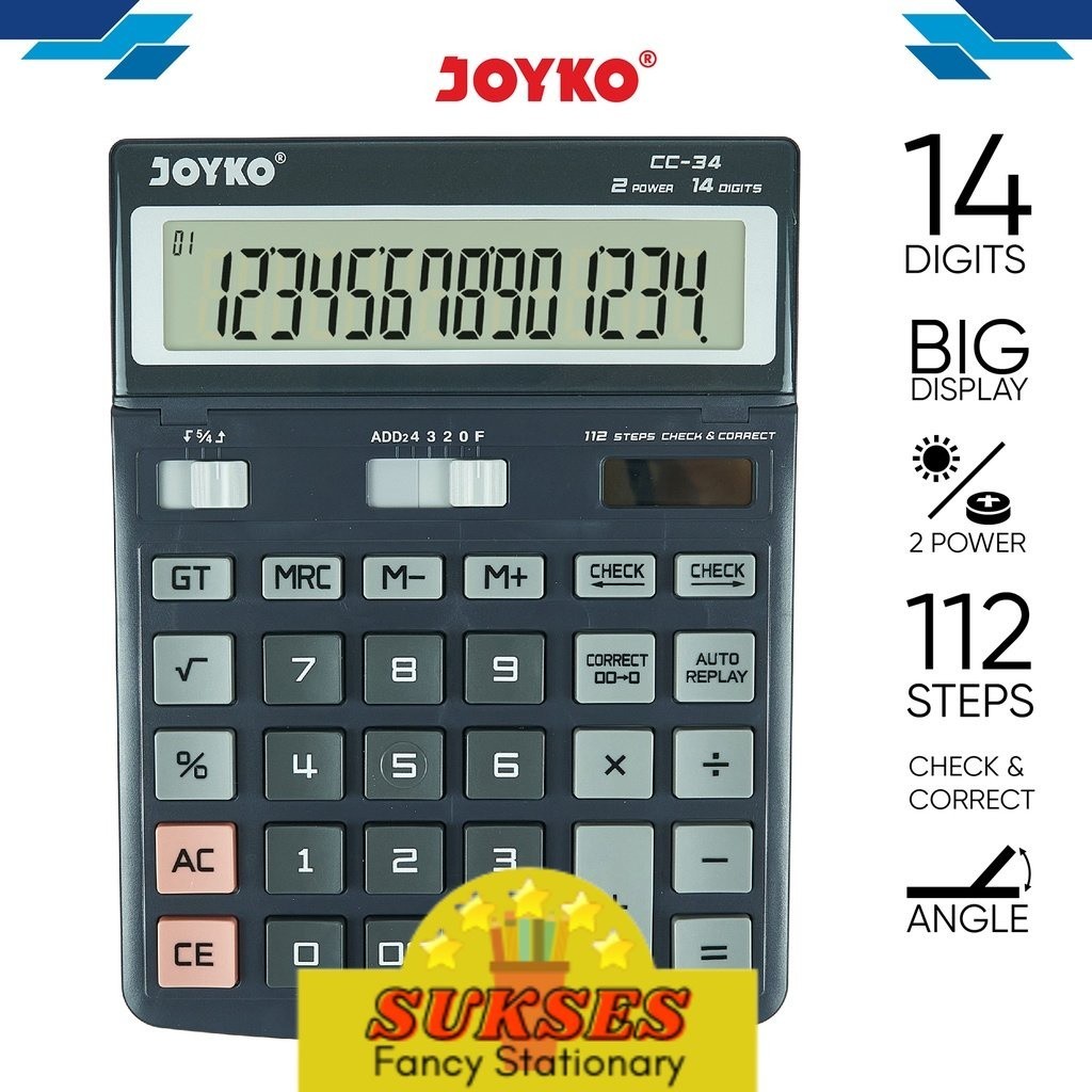 

Calculator Kalkulator Joyko CC-34 14 Digits Check Correct