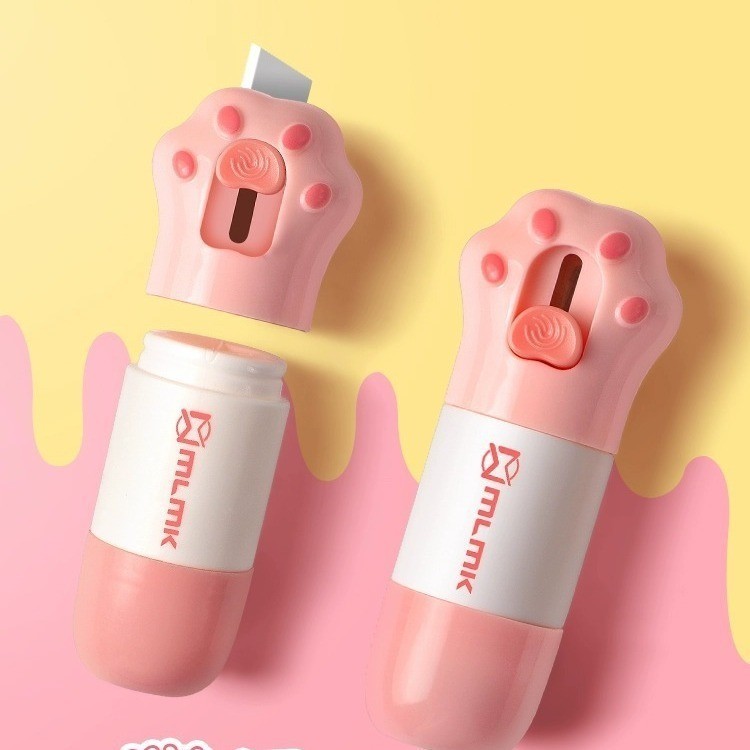 

2 in 1 Resi + Cutter Mini Box Opener Roller Stamp Cutter Pembuka dan Penghapus Resi Paket penghapus Lucu Pembuka Paket