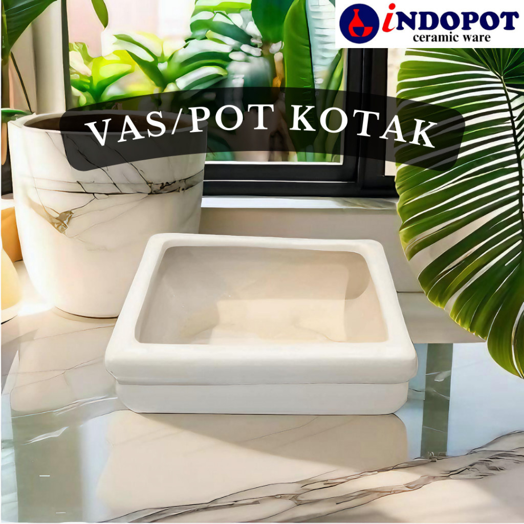 Vas Pot Bunga Keramik Model Kotak untuk tanaman Hias / Hidup / anggrek / bonsai / buatan / artificia