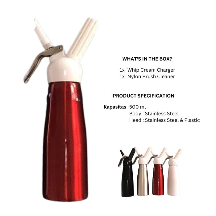 

Stainless Steel Creamouse Whipper Whip Cream Dispenser 500 ml - Merah