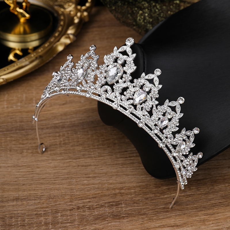 (Bisa Hijab) Mahkota pengantin Tiara pesta ulang  Mahkota Hijab berlian imitasi aksesoris rambut rat