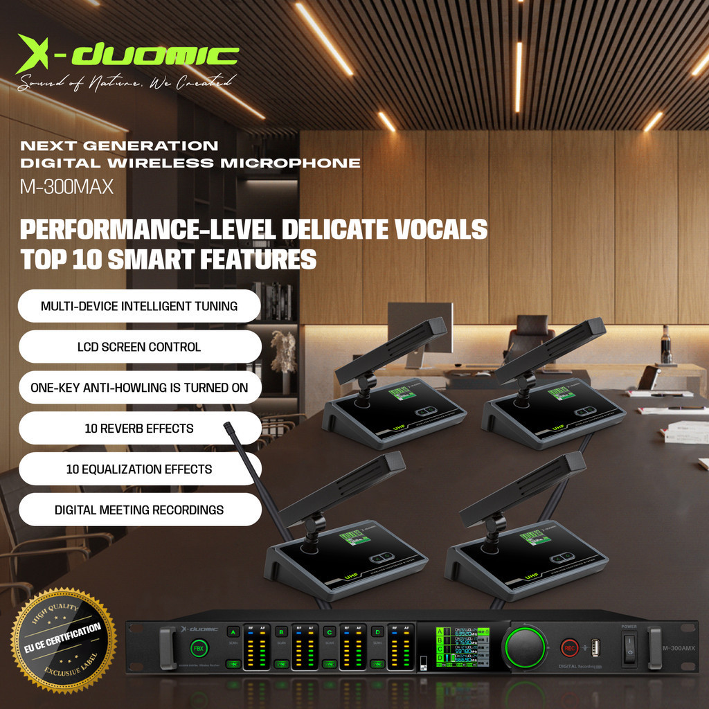 

True Diversity Wireless Microphone System Anti-Eavesdropping Wireless Conference Table Square Tube Recording Reverb Wireless Mic