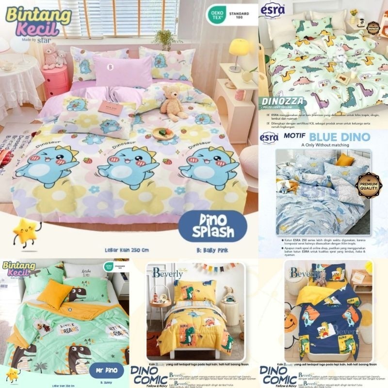 BEDCOVER + SPREI KATUN LOKAL ESRA STAR MOTIF DINO