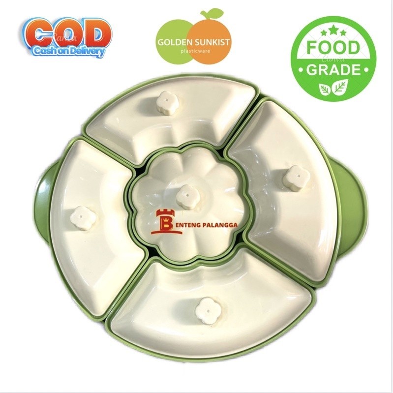 basi tutup prasmanan bulat besar plastik hijau tebal tahan panas food grade btpb 2043 golden sunkist
