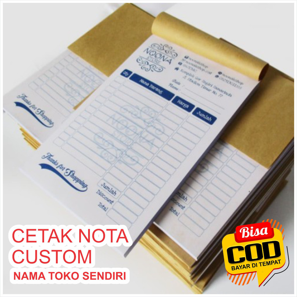 

H7Y Cetak Nota Bon Custom Nama Toko 2 Play 1 Rim 2 Rangkap